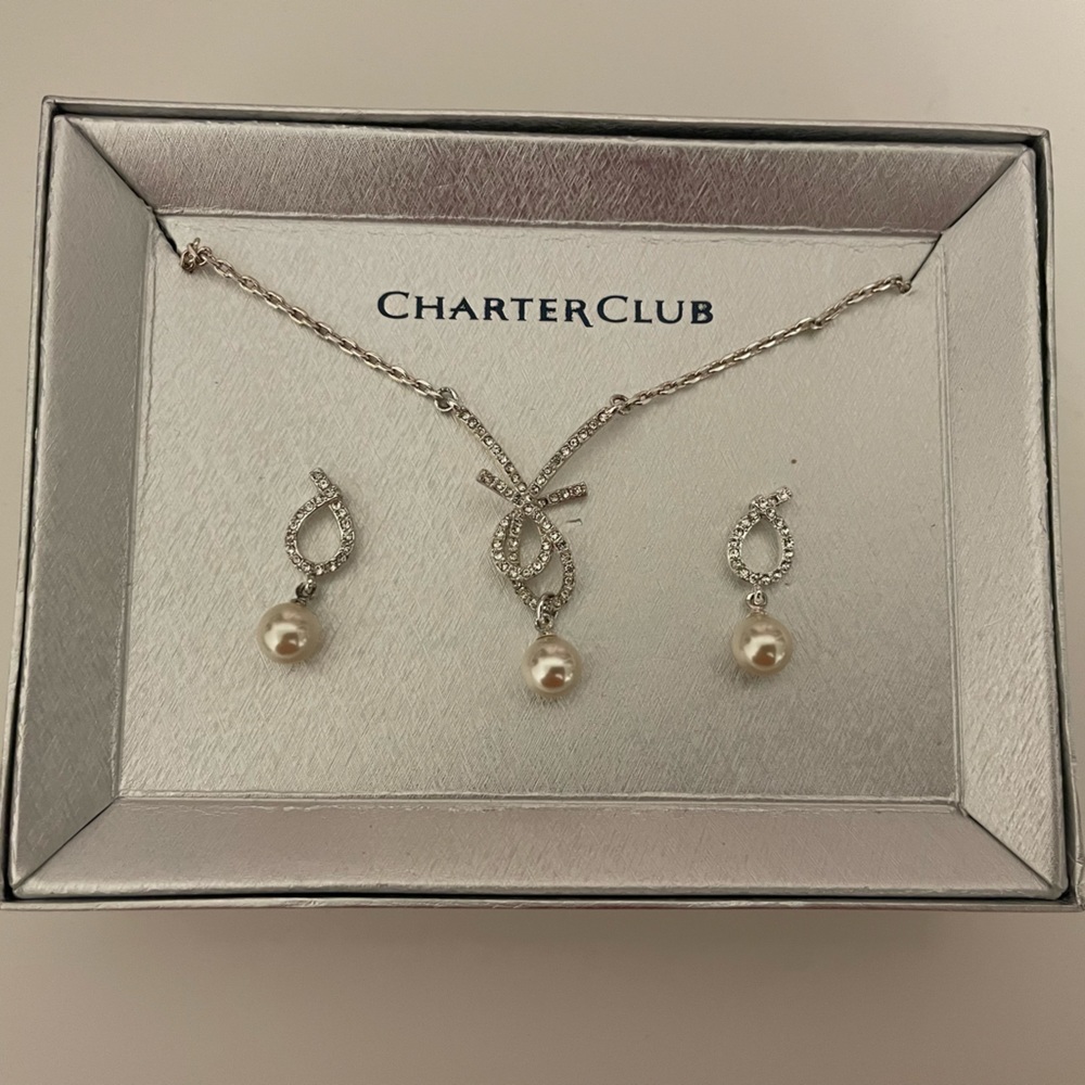 NWT Charter Club Necklace and Earrings Set